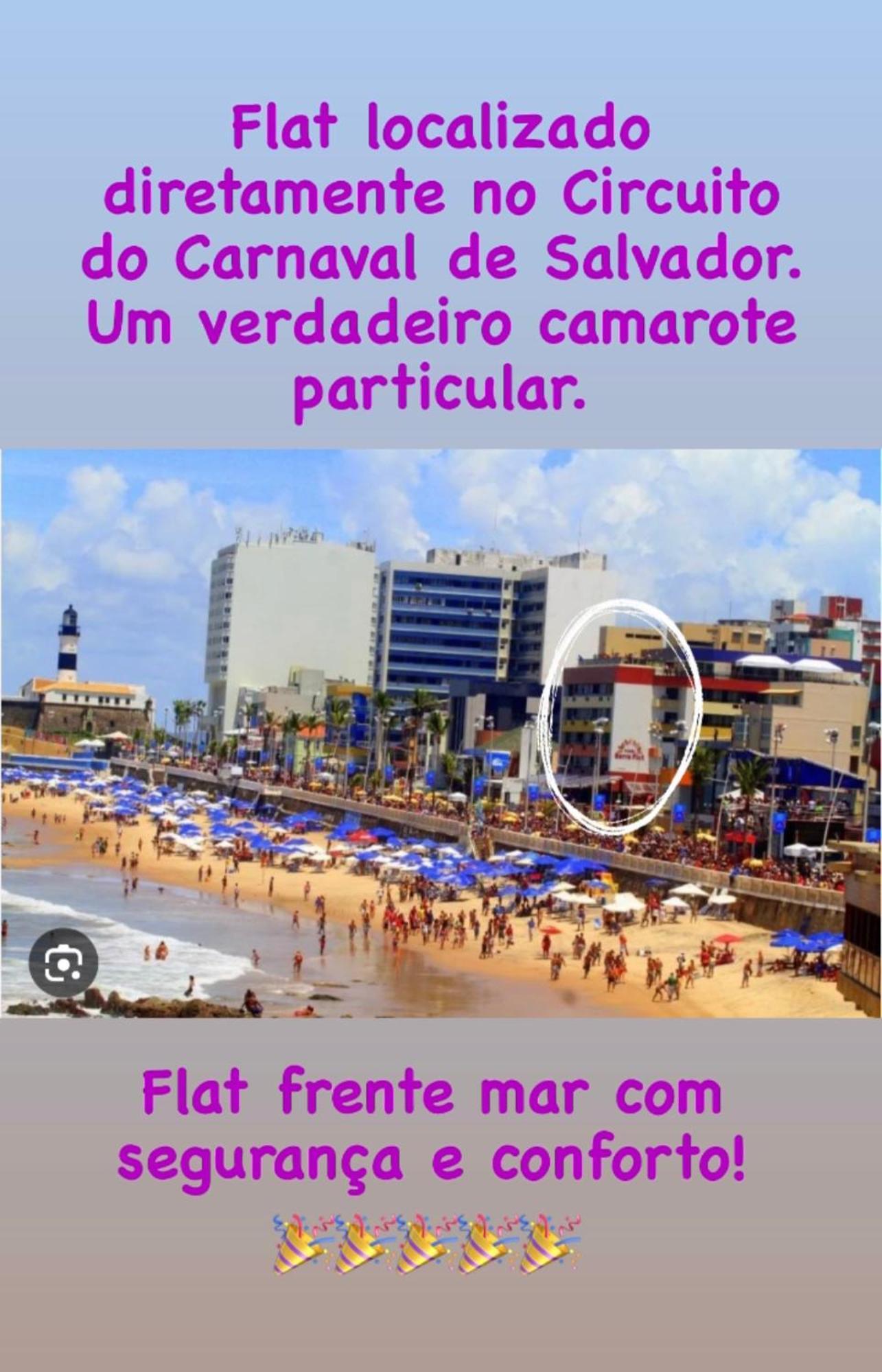 Belissimo Flat Direto Na Praia Da Barra - Flat Beira Mar No Circuito Do Carnaval Salvador Exterior photo